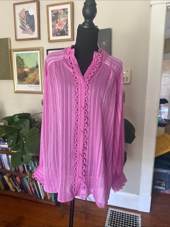 Soft Surroundings Tops - Soft surroundings Womens lilac Button-Front Sheer Blouse